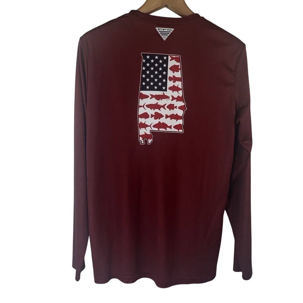 Columbia PFG Alabama Red Fish Swim Shirt Omni-Shade 50‎ UPF Long Sleeve Men's M